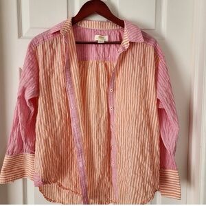 Anthropologie Maeve Pink and Orange Striped Top